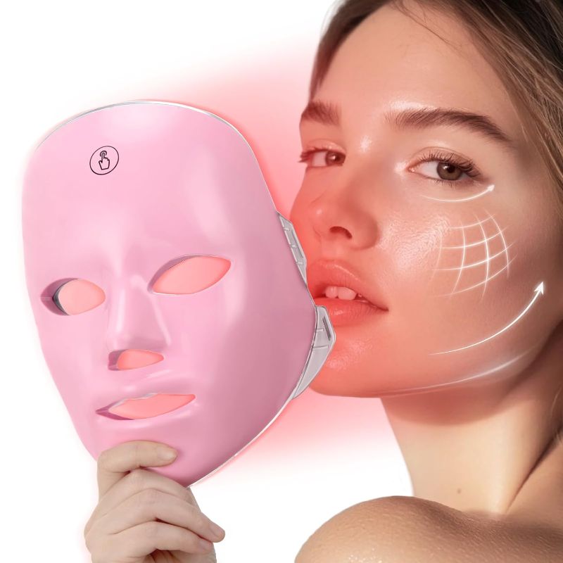 Photo 1 of Red Light Mask for Face, 7 Color Red Light Facial Masks, At-Home Facial Care Device, Portable, Cordless, and Rechargeable