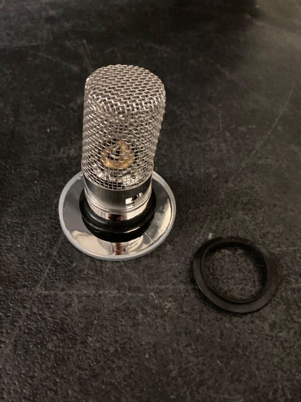 Photo 1 of Bathroom Sink Anti clogging Pop up Filter Brass Bullet Filter Core with Removable Stainless Steel Debris Hair Collector Suitable for 1.34 to 1.57 inch Drain Hole Silver