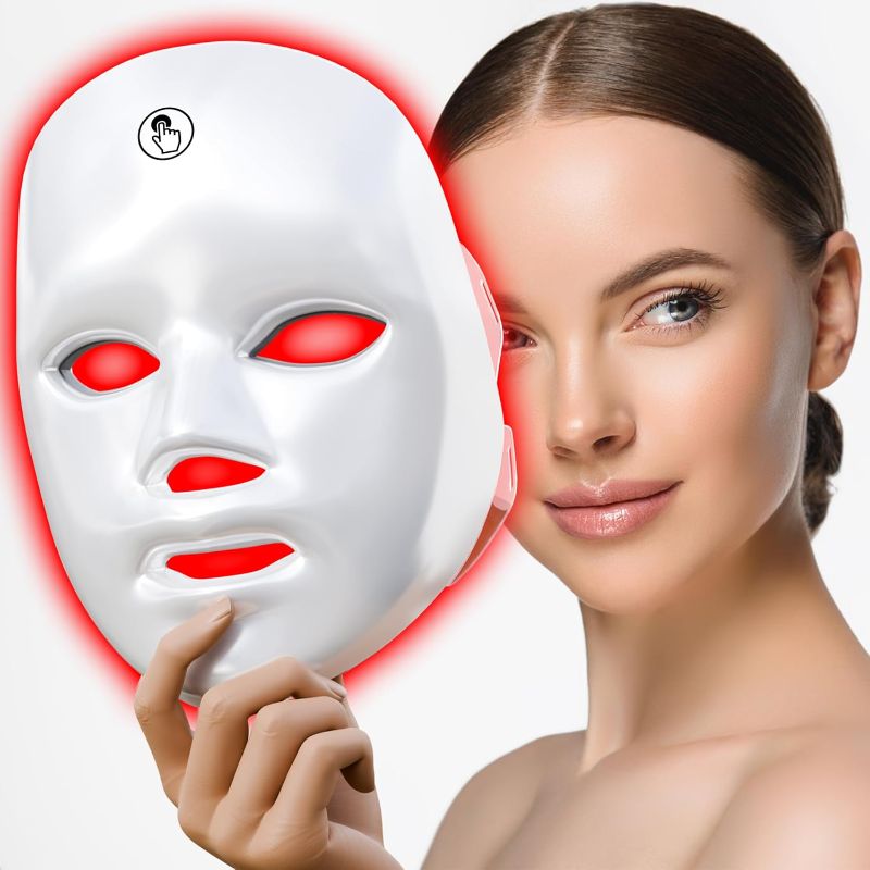 Photo 1 of 7-1 Colors Red Light Therapy For Face LED Facial Skin Care Mask,Red Light Mask for Face, LED Facial Mask Light,Salon or Home,White