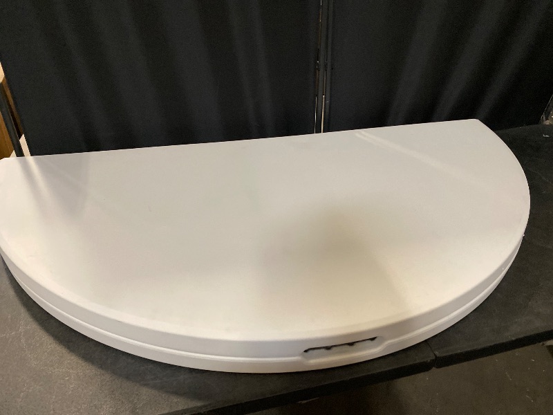 Photo 1 of 4.5Ft Round Folding Table, Indoor Outdoor Plastic Dining Card Table with Handle and Lock for Picnic Party Banquet Wedding, White
