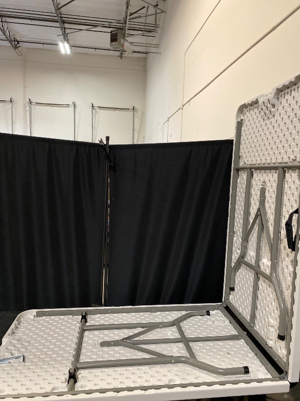 Photo 1 of 4ft Plastic Folding Table, Indoor Outdoor Collapsible Portable Dining Table w/Handle, Ideal for Picnic Party Camping, White