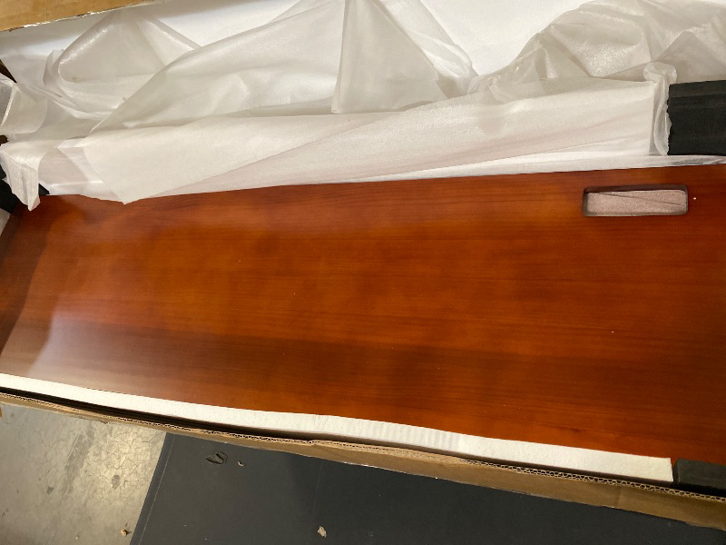 Photo 1 of 55" Solid Wood 7-Drawer Dresser with Power Outlet & USB Ports, Mid-Century Modern Pine Wood Chest of Drawers, Large Storage Cabinet for Bedroom/Living Room/Hallway, Caramel Red