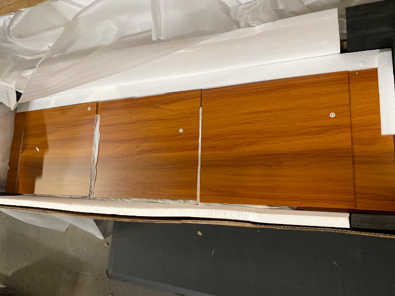 Photo 1 of 55" Solid Wood 7-Drawer Dresser with Power Outlet & USB Ports, Mid-Century Modern Pine Wood Chest of Drawers, Large Storage Cabinet for Bedroom/Living Room/Hallway, Caramel Red