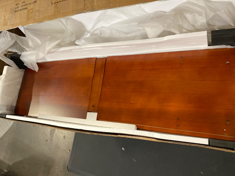 Photo 1 of 55" Solid Wood 7-Drawer Dresser with Power Outlet & USB Ports, Mid-Century Modern Pine Wood Chest of Drawers, Large Storage Cabinet for Bedroom/Living Room/Hallway, Caramel Red