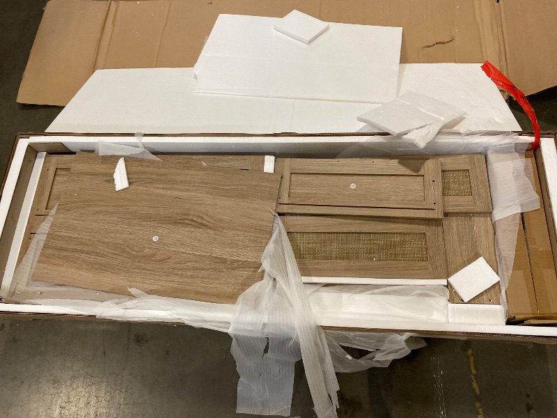 Photo 1 of 7 Drawer Dresser for Bedroom, 57" Wide Rattan Dressers, Large Chest of Drawers for Bedroom, Dresser TV Stand, Boho Closet Organizer (Reclaimed Light Oak, 7 Drawers (1 pc))