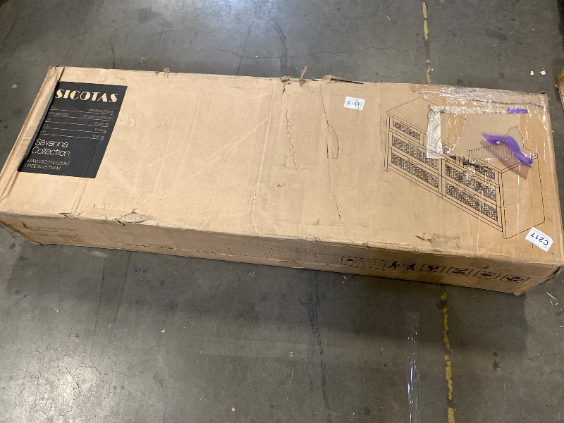 Photo 1 of 7 Drawer Dresser for Bedroom, 57" Wide Rattan Dressers, Large Chest of Drawers for Bedroom, Dresser TV Stand, Boho Closet Organizer (Reclaimed Light Oak, 7 Drawers (1 pc))