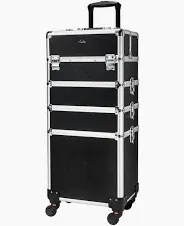 Photo 1 of Omysalon 4-in-1 Aluminum Lockable Rolling Makeup Cosmetic Organizer Train Case