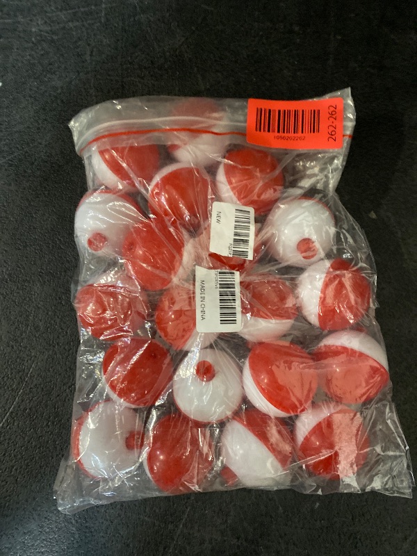 Photo 1 of 1.75 Inch Fishing Bobbers, Plastic Push Button Round Fishing Float, Red and White 20 Pack
