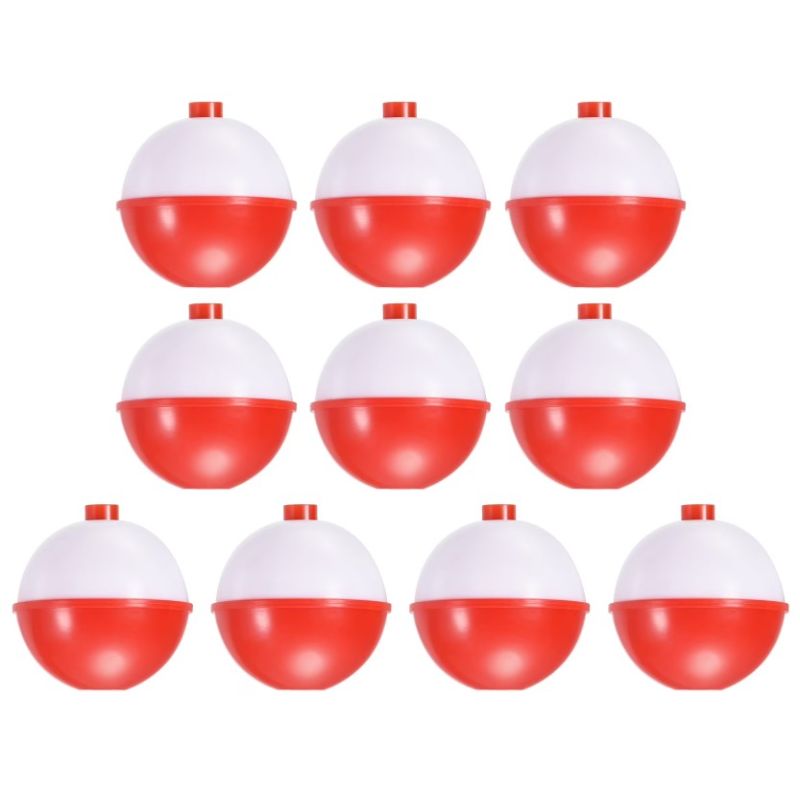 Photo 1 of 1.75 Inch Fishing Bobbers, Plastic Push Button Round Fishing Float, Red and White 20 Pack
