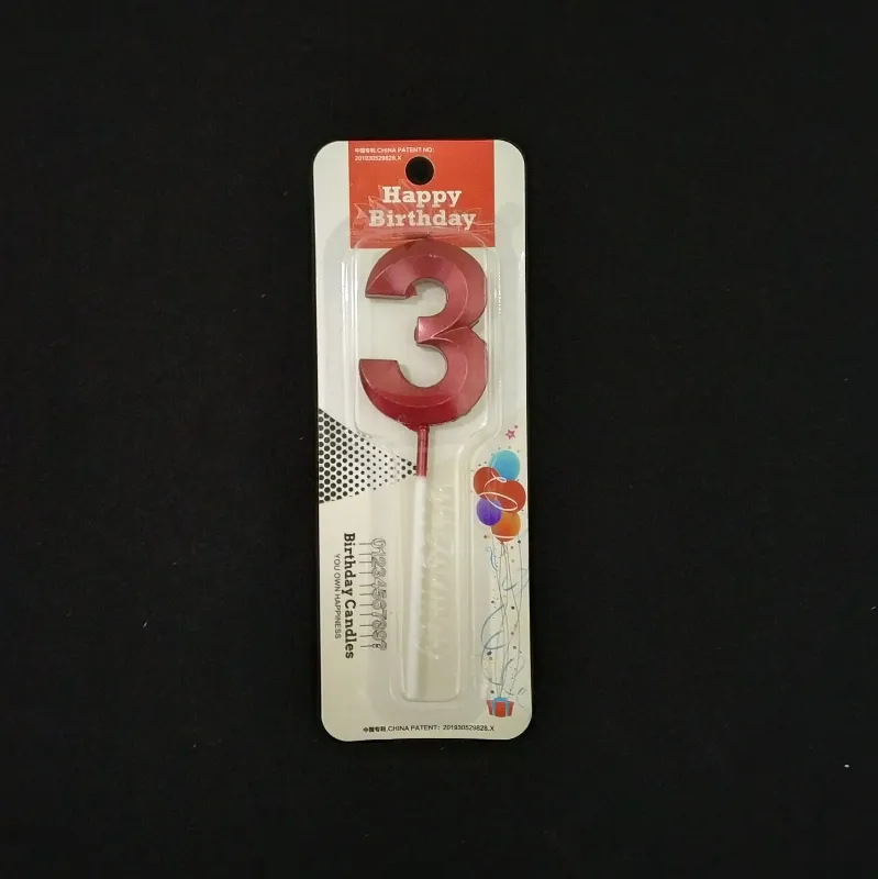 Photo 1 of Juzfun® Metallic Birthday Number Candle 3 (Velvet Pink) for Cake Decoration, Anniversary Kids Party Supplies