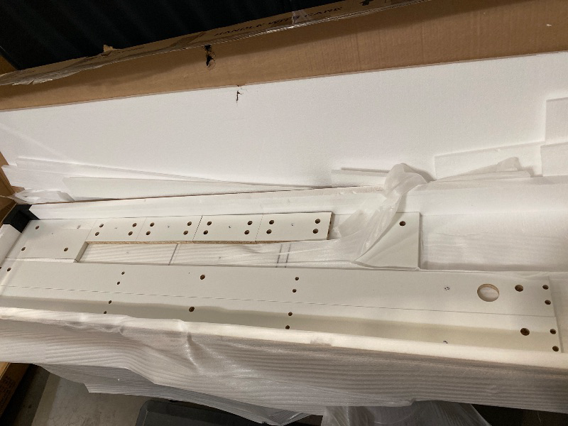Photo 1 of Skyzoo - TV Stand with LED Lights & Power Outlets for TVs up to 80", Modern Entertainment Center - White