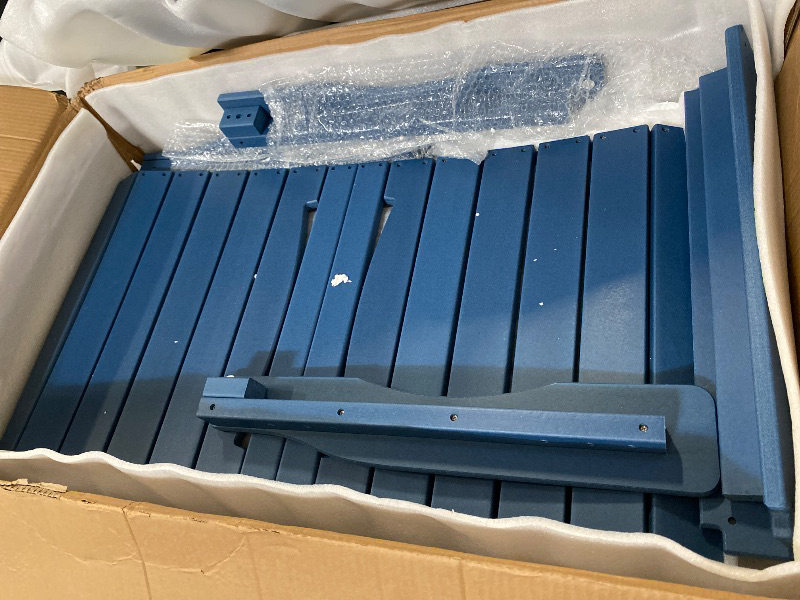 Photo 1 of Tall Adirondack Chairs Set of 2, All-Weather HDPE Patio Chairs with Double Connecting Trays, Bar Height Heavy-Duty Outdoor Chairs for Garden, Backyard, Balcony, Blue