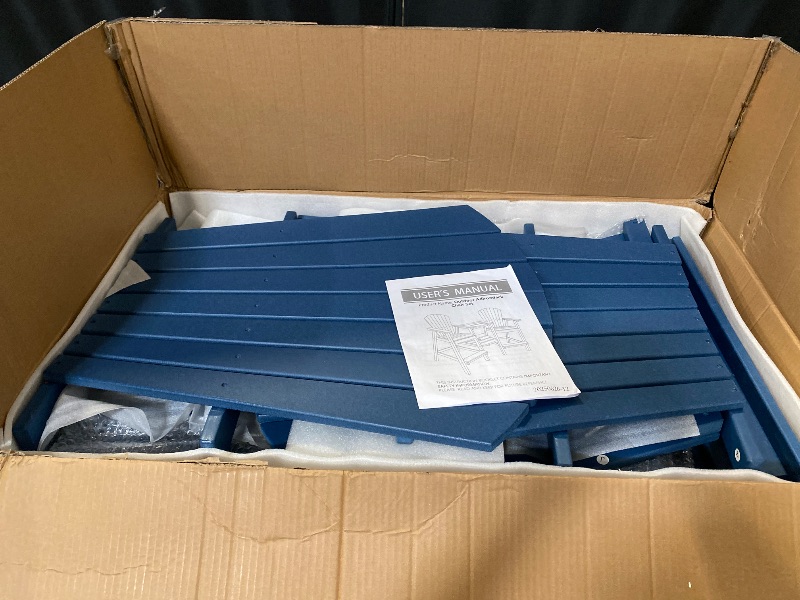 Photo 1 of Tall Adirondack Chairs Set of 2, All-Weather HDPE Patio Chairs with Double Connecting Trays, Bar Height Heavy-Duty Outdoor Chairs for Garden, Backyard, Balcony, Blue