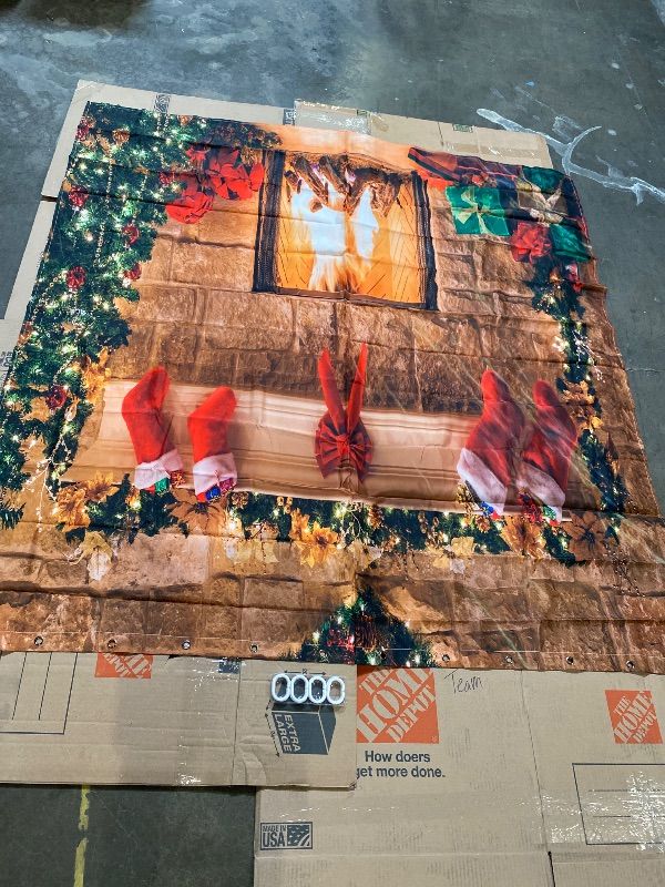 Photo 1 of 72 x 72 Inch Christmas Fireplace Shower Curtains Sets Winter Interior Xmas Tree Stockings Shower Curtain for Bathroom Decor Christmas Machine Washable Bathtub Decor Curtain with Hooks