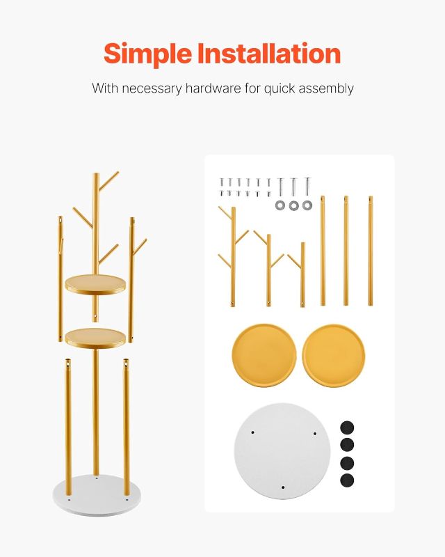 Photo 1 of VEVOR Coat Rack, Freestanding Coat Rack Stand with Quartz Stone Base & 9 Hooks, Free Standing Hall Coat Tree for Entryway, Bedroom, Office, Living Room, Modern Clothes Hanger for Coat, Hat, Scarf, Bag
