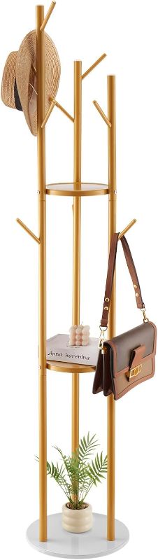 Photo 1 of VEVOR Coat Rack, Freestanding Coat Rack Stand with Quartz Stone Base & 9 Hooks, Free Standing Hall Coat Tree for Entryway, Bedroom, Office, Living Room, Modern Clothes Hanger for Coat, Hat, Scarf, Bag
