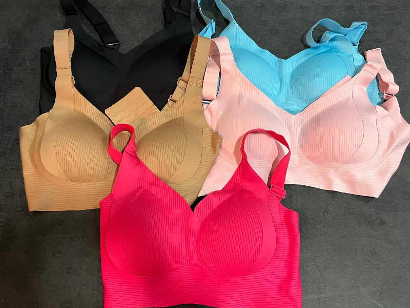 Photo 1 of (S) 5 Pack Seamless Bras for Women Push Up Ribbed Wireless Full Support Adjustable Bra Solid Color Comfortable Bralette * Different Colors 
