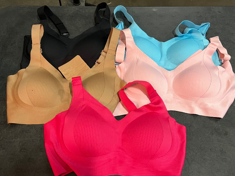 Photo 1 of (S) 5 Pack Seamless Bras for Women Push Up Ribbed Wireless Full Support Adjustable Bra Solid Color Comfortable Bralette * Different Colors 
