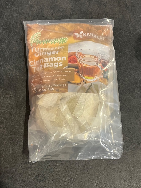 Photo 1 of Expires 03/28/2027 .. 30 Turmeric Ginger Cinnamon Tea Bags, 100% Natural Ingredients Herbal Tea, Turmeric Ginger Herbal Blend for Wellness, Vegan, No Sugar, Caffeine-Free