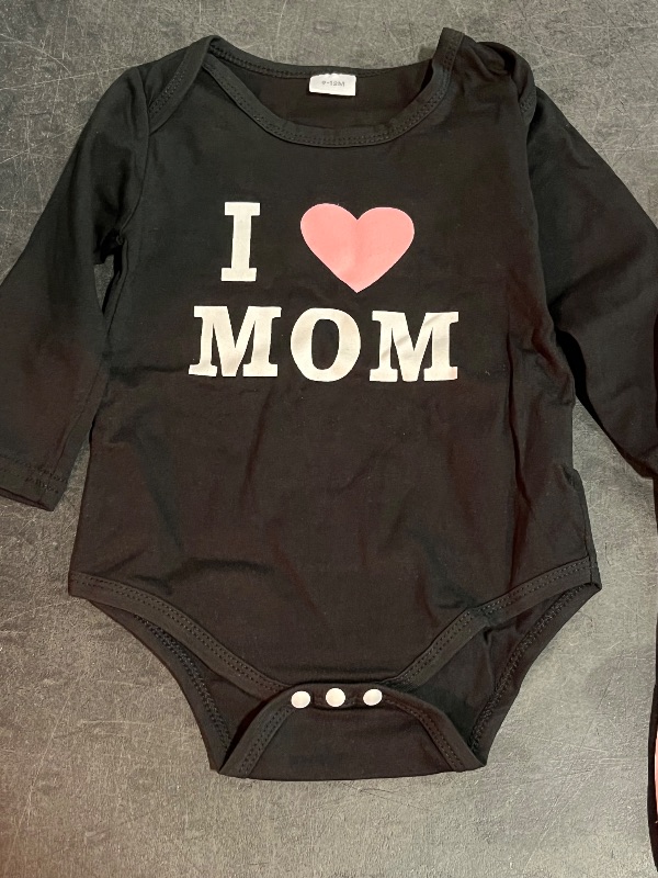 Photo 1 of (9-8M) Baby Girls Spring Clothes 2 Piece Letter Print Bodysuit + Sweatpants Outfits Cute Lightweight Sweatsuit