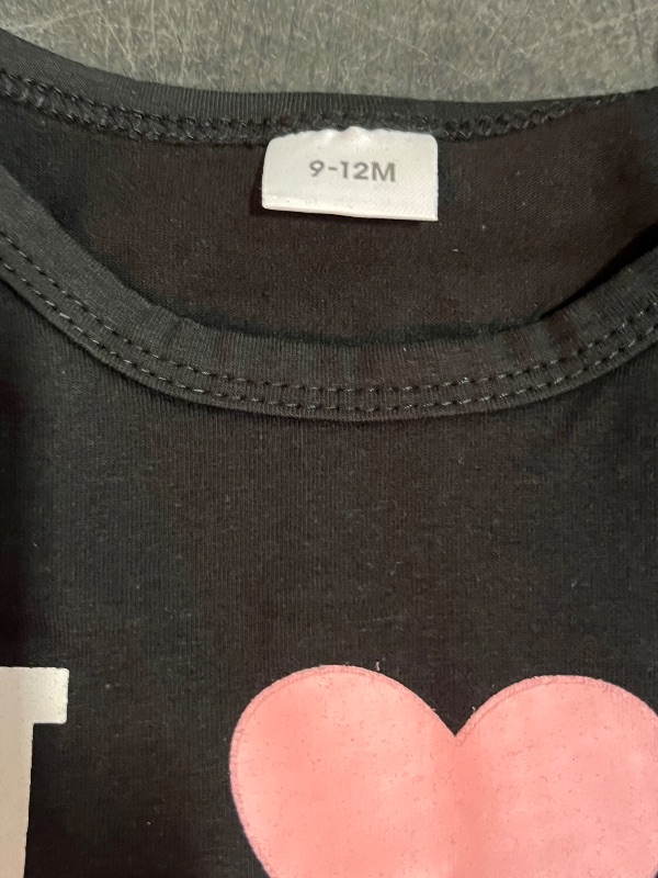 Photo 1 of (9-8M) Baby Girls Spring Clothes 2 Piece Letter Print Bodysuit + Sweatpants Outfits Cute Lightweight Sweatsuit