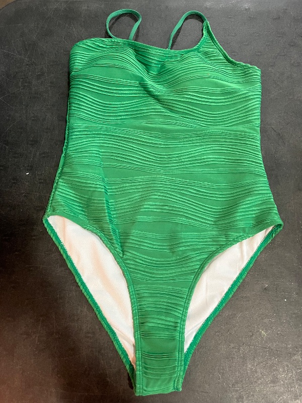 Photo 1 of (M) Women's Strappy Ribbed Monokini, 1 Piece Adjustable Spaghetti Straps Triangle Bottoms Swimwear Bikini Suits
