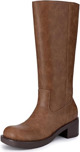 Photo 1 of Size 7.5 Athlefit Women's Knee High Boots Square Toe Chunky Block Riding Tall Boots for Women Low Heel