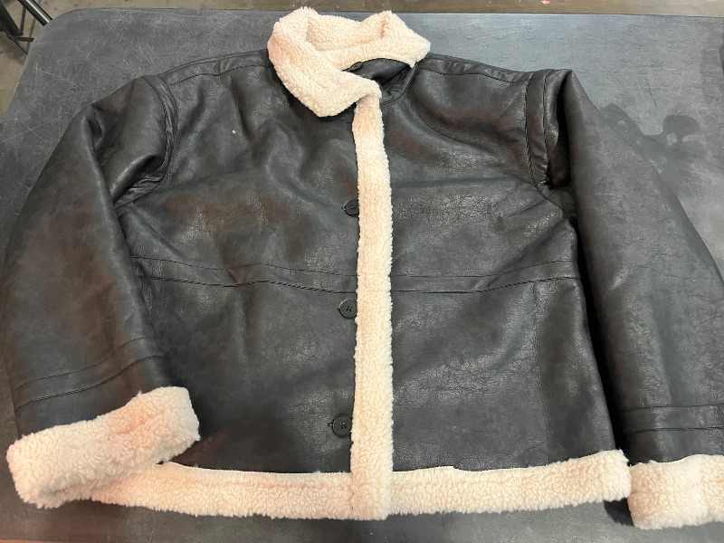 Photo 1 of (M) Mens Leather Jacket with Faux Fur Trim