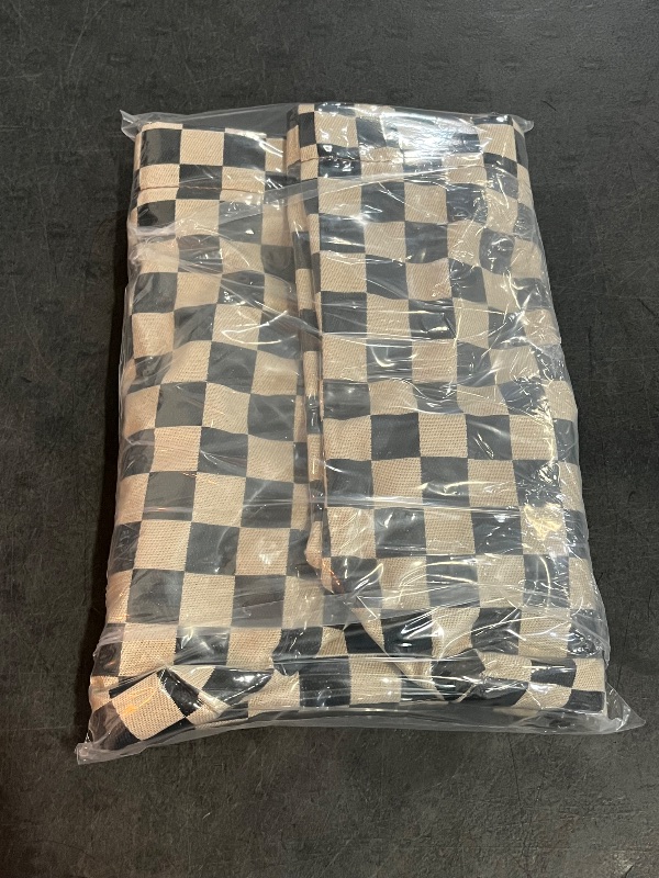 Photo 1 of Checkered Tote Bag for Women,Trendy Print Handbag,Large Capacity Waterproof Plastic Shoulder Bag,Canvas Lining
