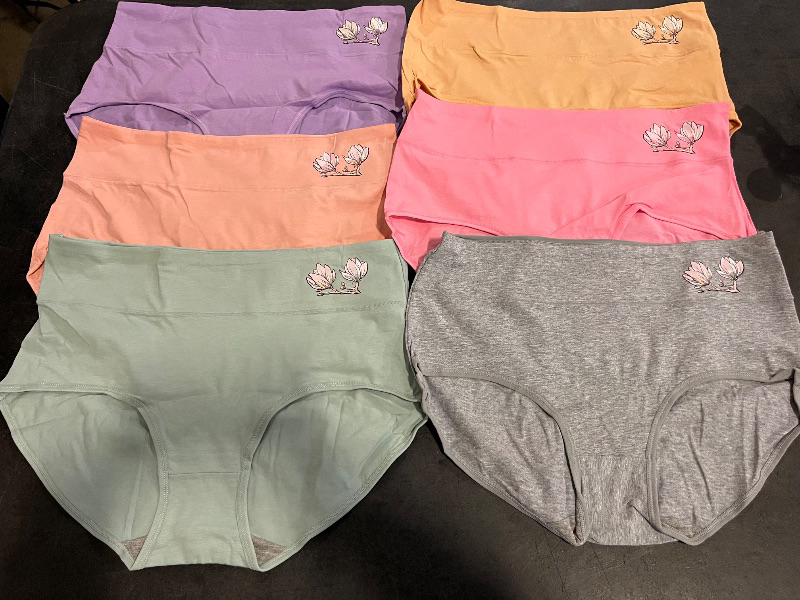 Photo 1 of (XL) 6 PCS Solid Color Floral Pattern Panties 