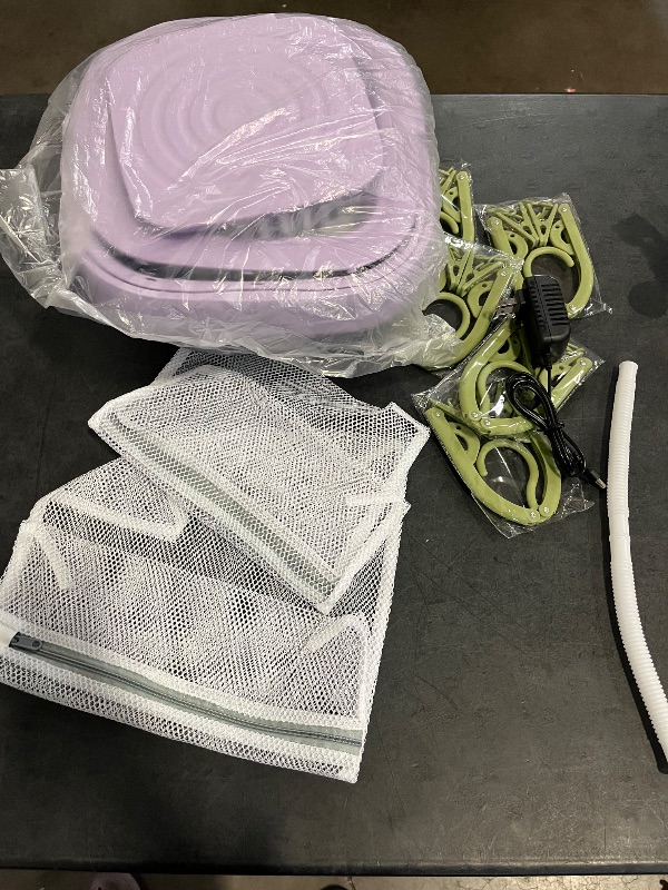 Photo 1 of 8L Portable Mini Washing Machine Foldable Washer and Spin Dryer with Drainage Basket, Electric Collapsible Washing Machine for Apartment Camping, RV, Travel (Purple)
