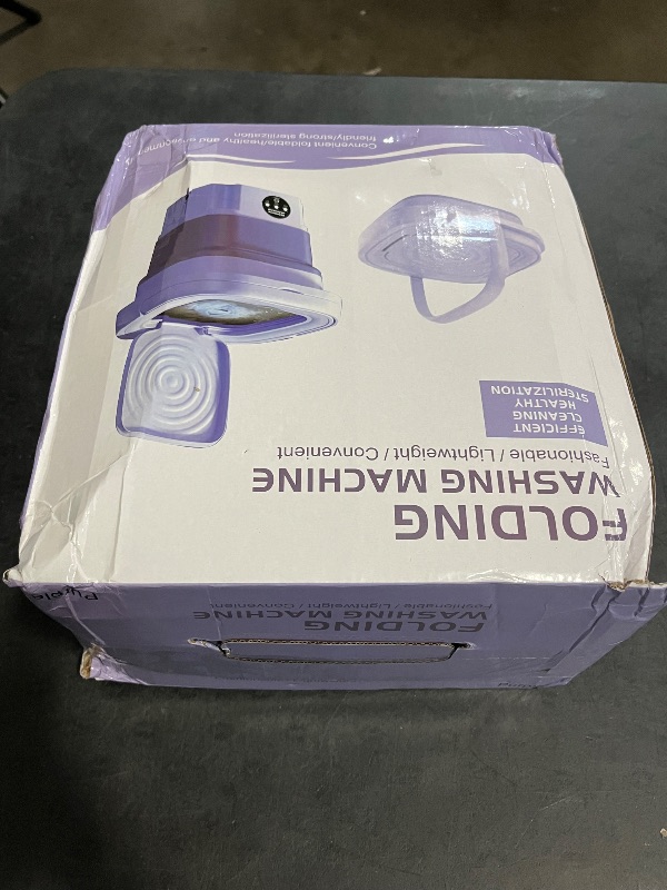 Photo 1 of 8L Portable Mini Washing Machine Foldable Washer and Spin Dryer with Drainage Basket, Electric Collapsible Washing Machine for Apartment Camping, RV, Travel (Purple)
