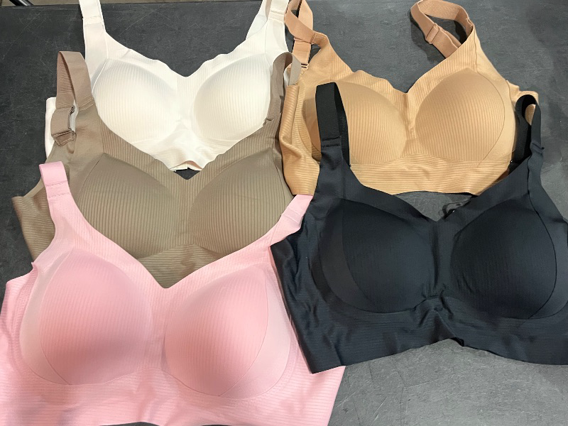 Photo 1 of (XL) Super Firming Bra, Women's Ribbed Push Up Adjustable Wireless Bra, Wire-Free Non-Marking Skin-Friendly Push-Up Bras, 5 Pack 
