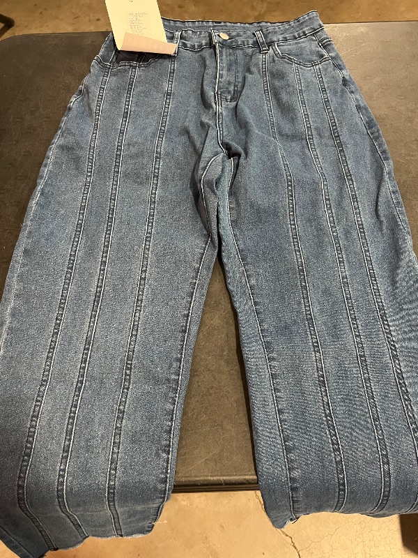 Photo 1 of (XL) Womens Blue Demin Seam Detail Straight Leg 