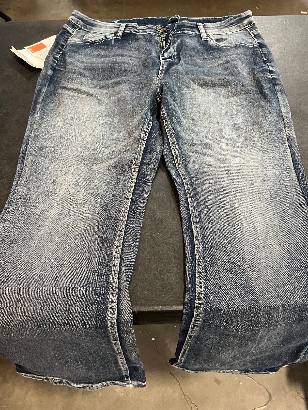 Photo 1 of (XXL) Womens Wide Leg Denim Jeans with Western Patch On Back Pockets 