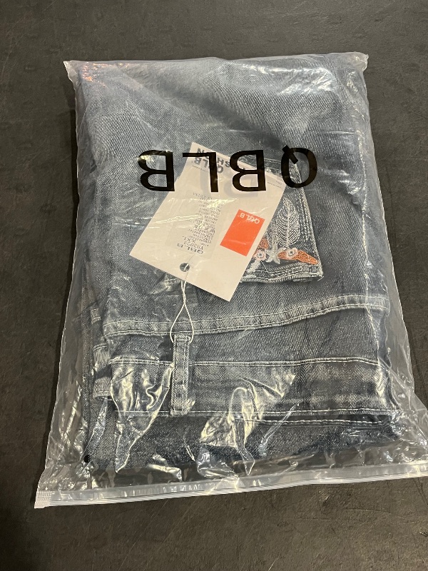 Photo 1 of (XXL) Womens Wide Leg Denim Jeans with Western Patch On Back Pockets 