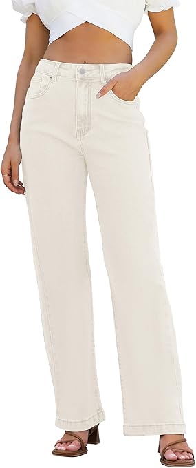 Photo 1 of (S) Womens Jeans High Waisted Straight Leg Loose Stretchy Lightweight Tummy Control Trendy Jeans for Women 2025