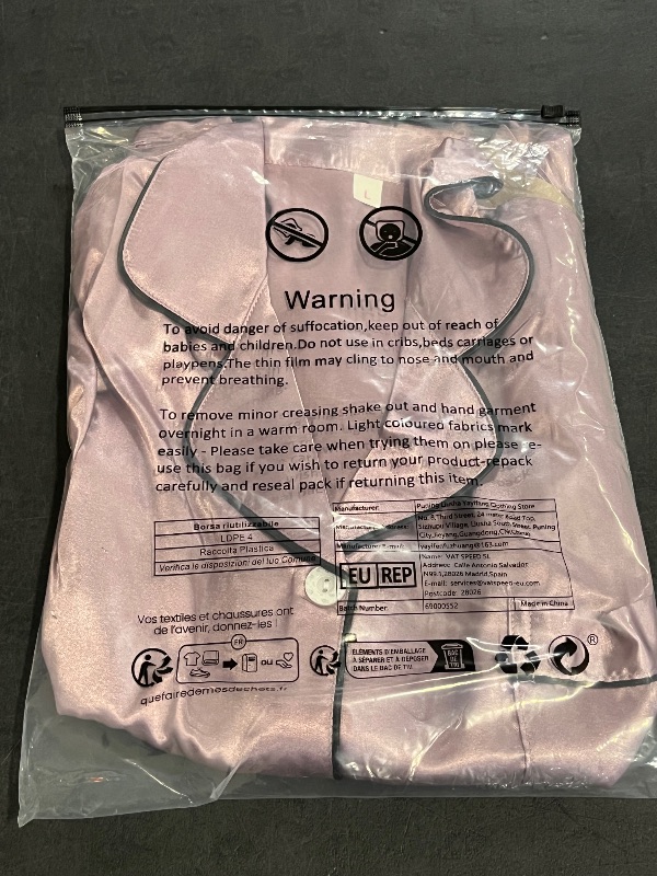 Photo 1 of (L) Womens Purple Satin Pajama 2 Set with Shorts