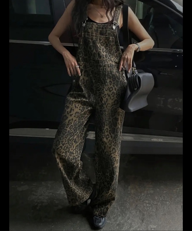 Photo 1 of (XXL) Womens Vintage Leopard Print Overalls 
