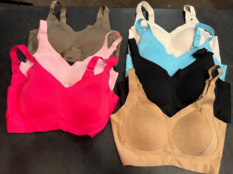 Photo 1 of (XL) Super Firming Bra, Women's Ribbed Push Up Adjustable Wireless Bra, Wire-Free Non-Marking Skin-Friendly Push-Up Bras, 7 Pack