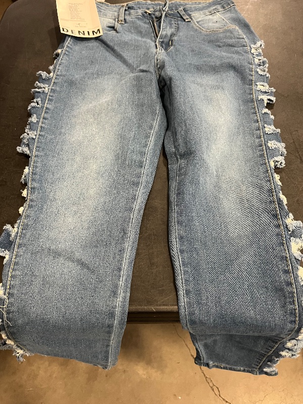 Photo 1 of (M)  Womens High Waisted Distressed Denim Skinny Jeans