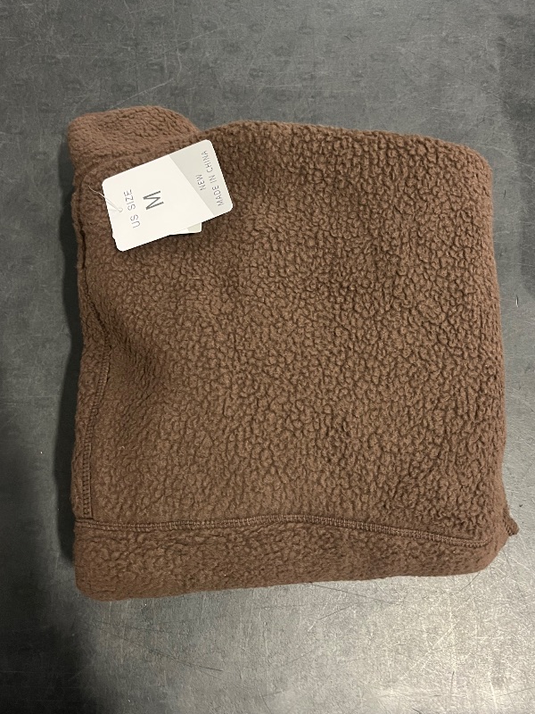 Photo 1 of (M) Womens Fleece Sweatshirts Cropped Half Zip Fuzzy Warm Sherpa Pullover Varsity Jackets with Zipper Pockets

