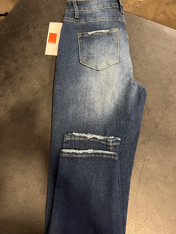 Photo 1 of (M) Womens Skinny Leg Jeans with Rigged Edges on Pockets and Bottom of Pants