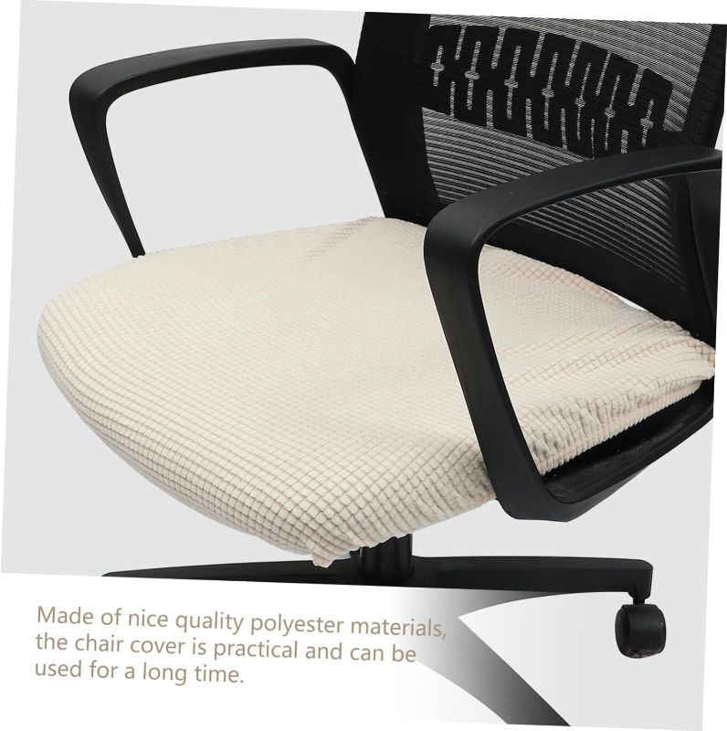 Photo 1 of 4 Pack Elastic Chair Seat Cover Washable Protector for Office Dining and Bar Stools Prevents Stains Pet Damage Easy to Clean Beige Color