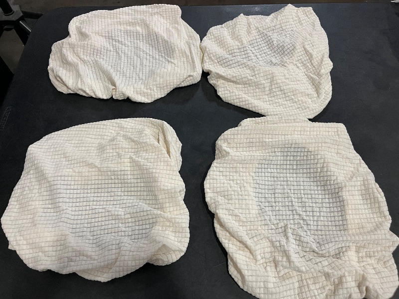 Photo 1 of 4 Pack Elastic Chair Seat Cover Washable Protector for Office Dining and Bar Stools Prevents Stains Pet Damage Easy to Clean Beige Color