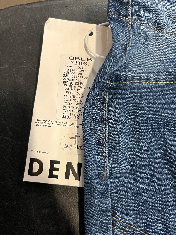 Photo 1 of (XL)  Ladies Casual Straight Jeans With Drawstring And Pocket, Long, Non-Elastic Fabric, Cotton, Suitable For Everyday Wear, Essential For All Seasons.