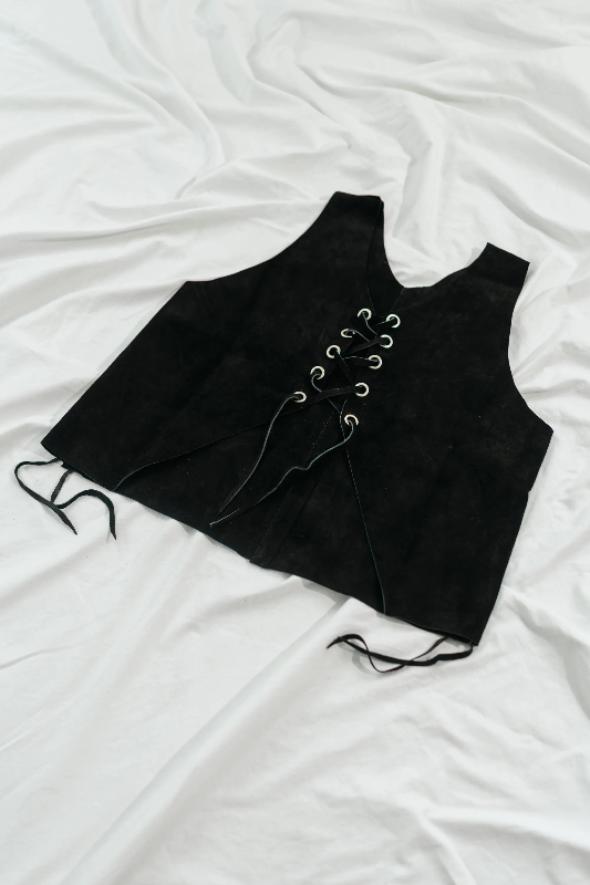 Photo 1 of (XL) Womens Black Lace Up Corset Vest 