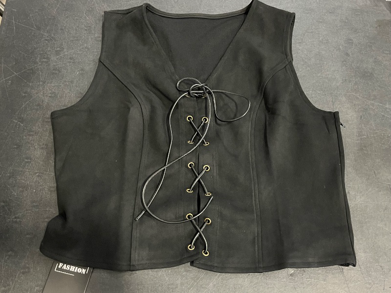 Photo 1 of (XL) Womens Black Lace Up Corset Vest 
