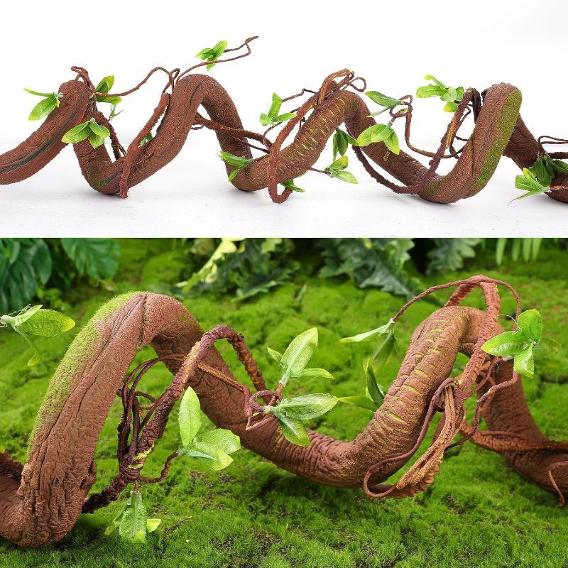 Photo 1 of Bendable Artificial Vines with Green Leaves, Fake Thick Vine Stems and Tree Branches for Home Decor, Artificial Tree Twigs Branches for Outdoor Garden Wall Hanging
