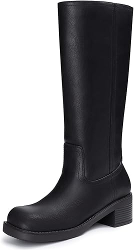 Photo 1 of Size 8.5 Athlefit Women's Knee High Boots Square Toe Chunky Block Riding Tall Boots for Women Low Heel
